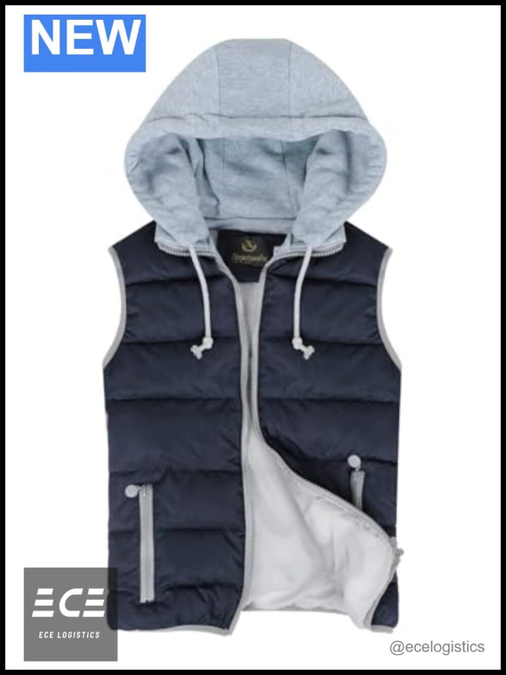 Quilted Puffer Vest Zip Up Hooded Winter Sleeveless Outerwear